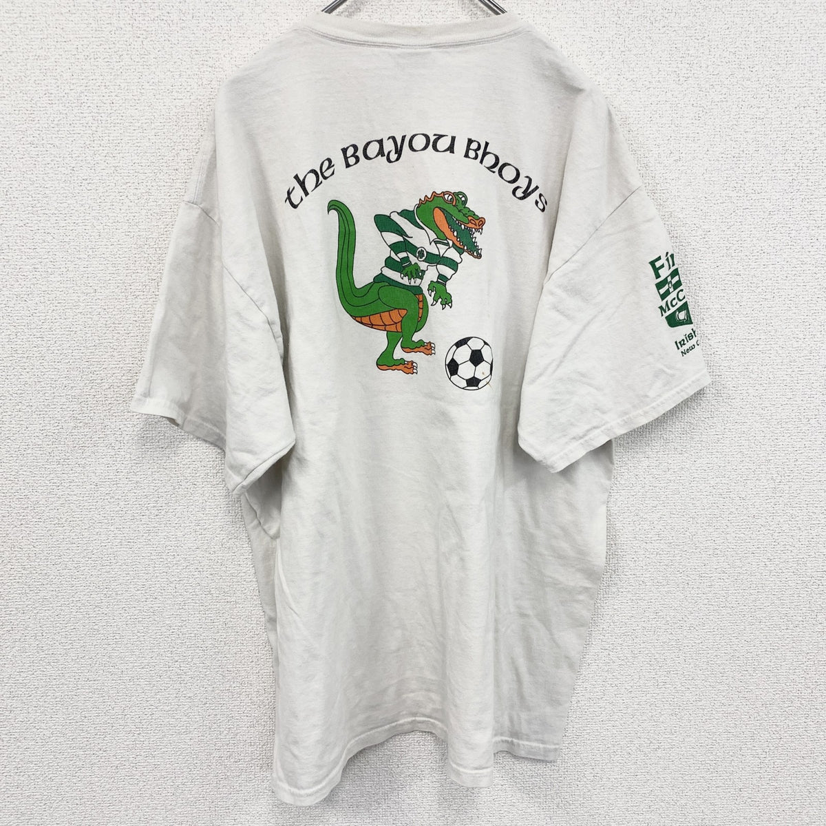 GILDAN　ギルダン　半袖プリントTシャツ　ワニ　サッカー　白　ホワイト　XLサイズ　古着