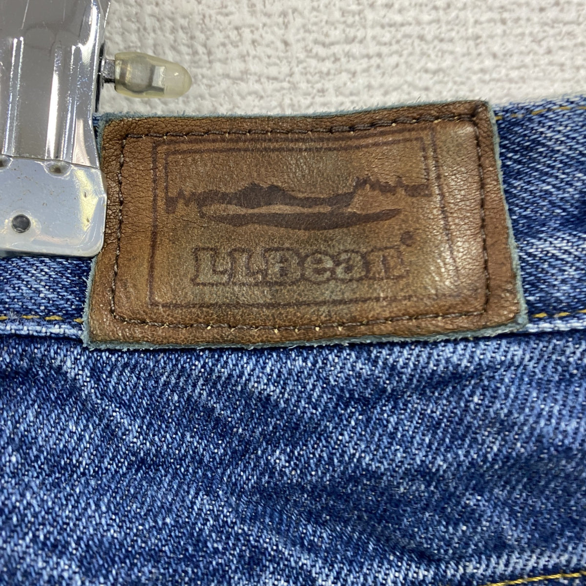 ～00s　L.L.Bean　エルエルビーン　デニムパンツ/ジーンズ　ジップフライ　革パッチ　フリースライナー　インディゴ　古着