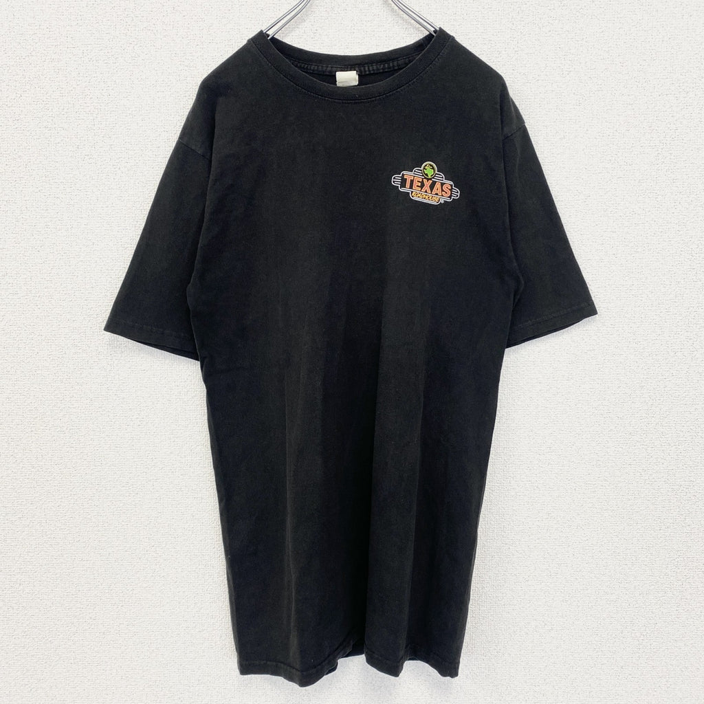 PRINT Tex U.S.A.　半袖プリントTシャツ　クルーネック　テキサス　ROADHOUSE　黒　ブラック　Mサイズ　古着