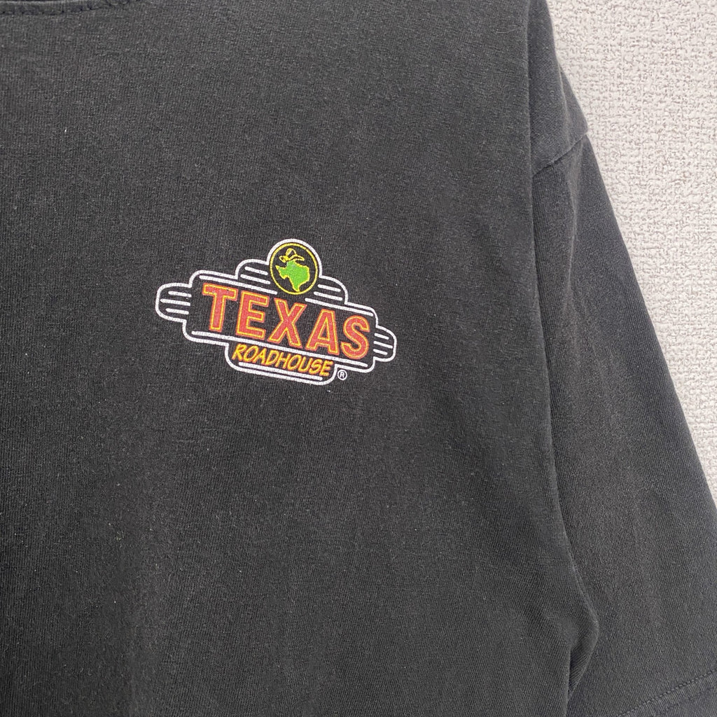 PRINT Tex U.S.A.　半袖プリントTシャツ　クルーネック　テキサス　ROADHOUSE　黒　ブラック　Mサイズ　古着
