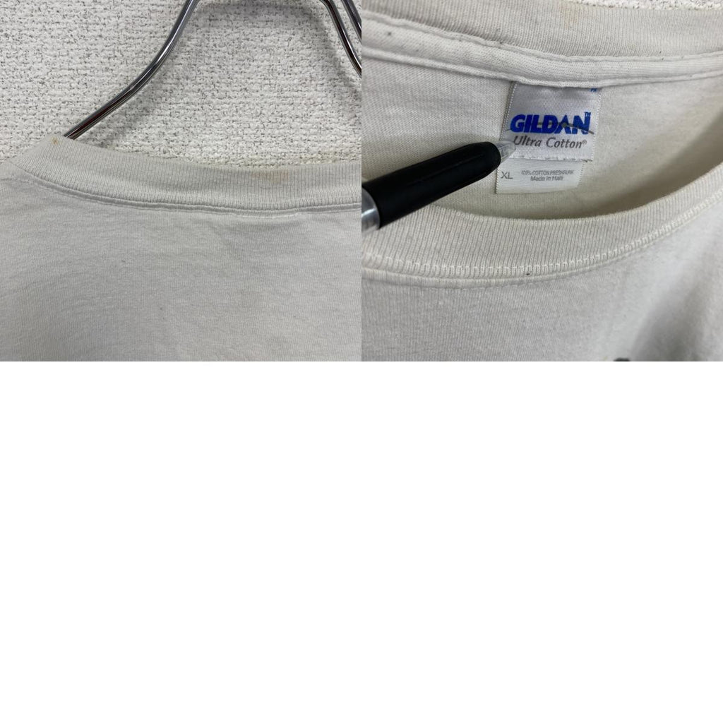 GILDAN　ギルダン　半袖プリントTシャツ　ワニ　サッカー　白　ホワイト　XLサイズ　古着