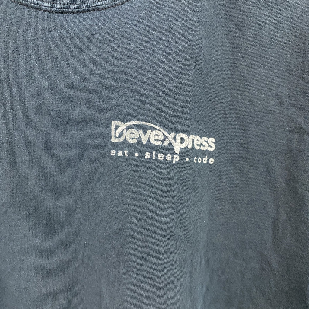 GILDAN　ギルダン　Devexpress　半袖プリントTシャツ　パロディT　企業ロゴ　両面プリント　黒　ブラック　XLサイズ　古着
