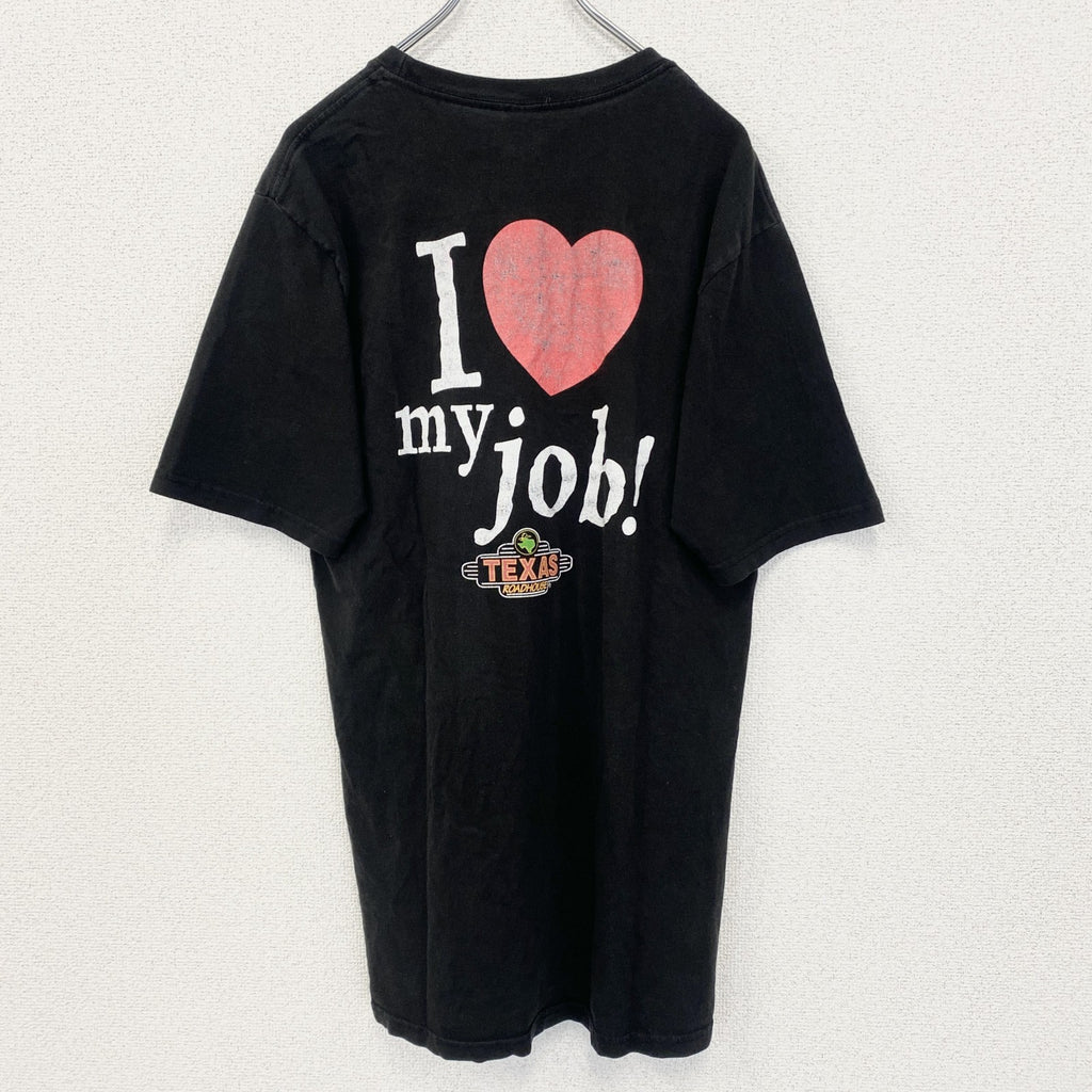 PRINT Tex U.S.A.　半袖プリントTシャツ　クルーネック　テキサス　ROADHOUSE　黒　ブラック　Mサイズ　古着
