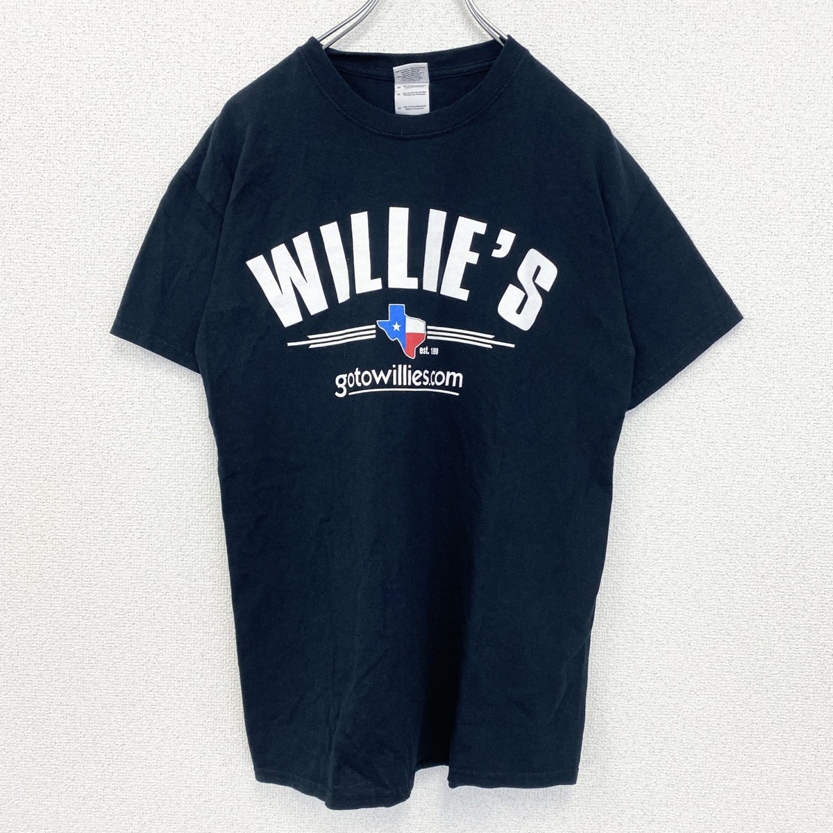 00s　GILDAN ギルダン　半袖プリントTシャツ　クルーネック　WILLE‘S　Y2K　黒　ブラック　Mサイズ　古着