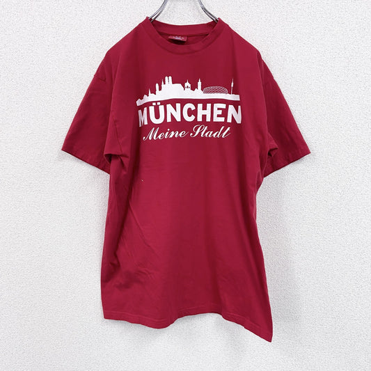 FCBAYERN MUNCHEN　FCバイエルンミュンヘン　半袖プリントTシャツ　赤　レッド　Lサイズ