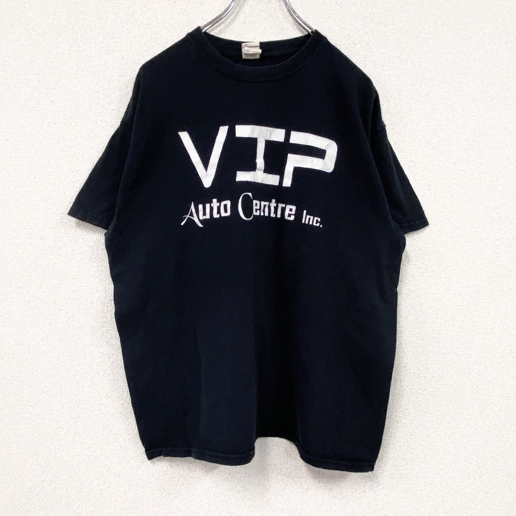 GILDAN　ギルダン　半袖プリントTシャツ　VIP Auto Center　両面プリント　英字プリント　黒　ブラック　Lサイズ　古着