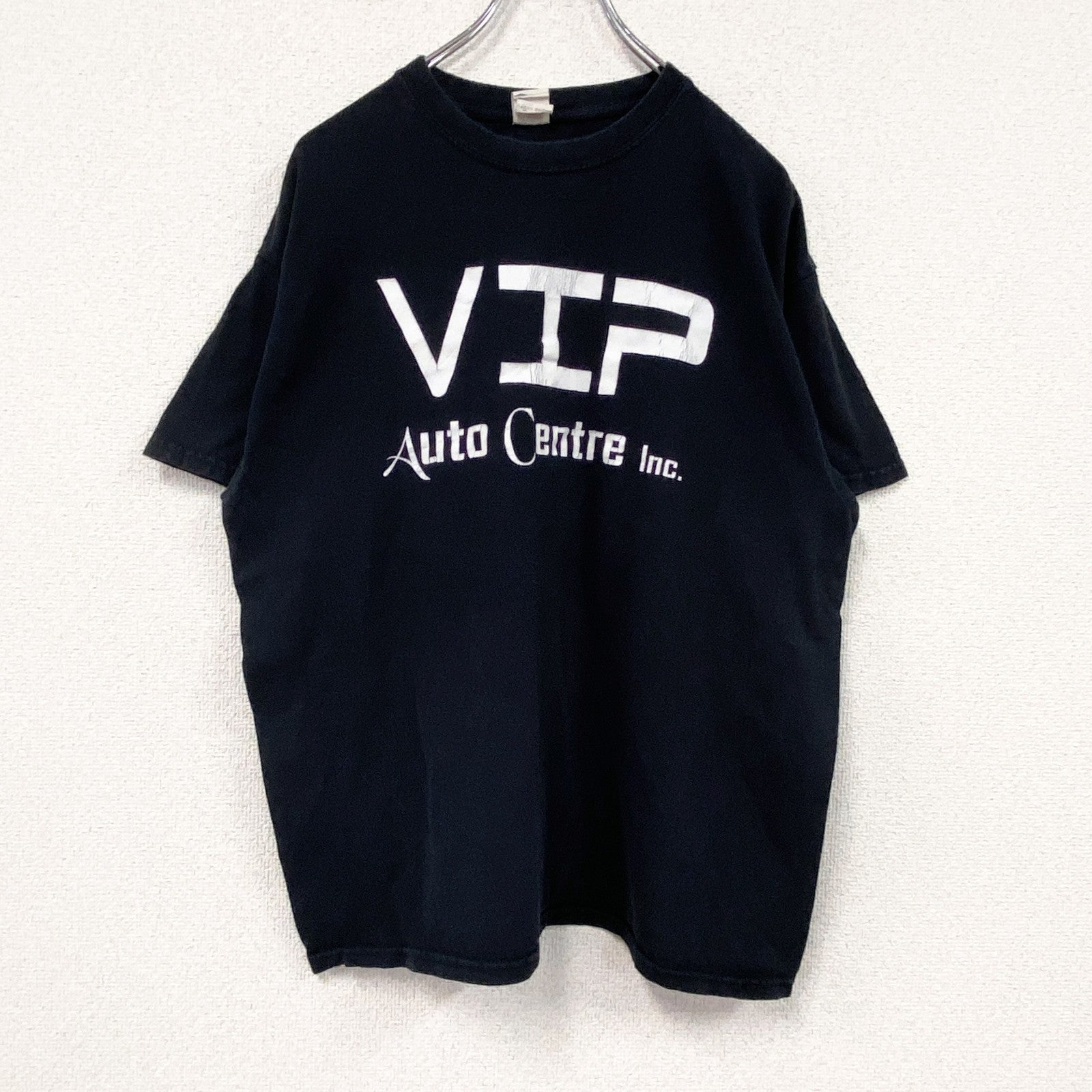 GILDAN　ギルダン　半袖プリントTシャツ　VIP Auto Center　両面プリント　英字プリント　黒　ブラック　Lサイズ　古着