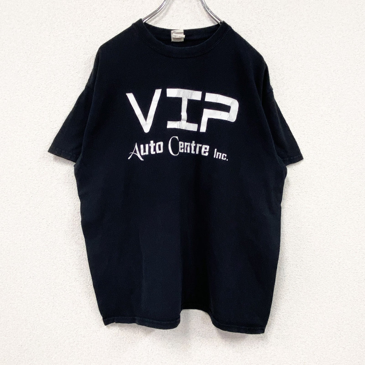 GILDAN　ギルダン　半袖プリントTシャツ　VIP Auto Center　両面プリント　英字プリント　黒　ブラック　Lサイズ　古着