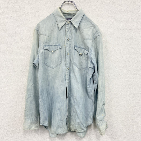 90s　Polo Ralph Lauren　ポロラルフローレン　長袖シャンブレーシャツ　デニムシャツ　ヴィンテージ　インディゴ　Mサイズ