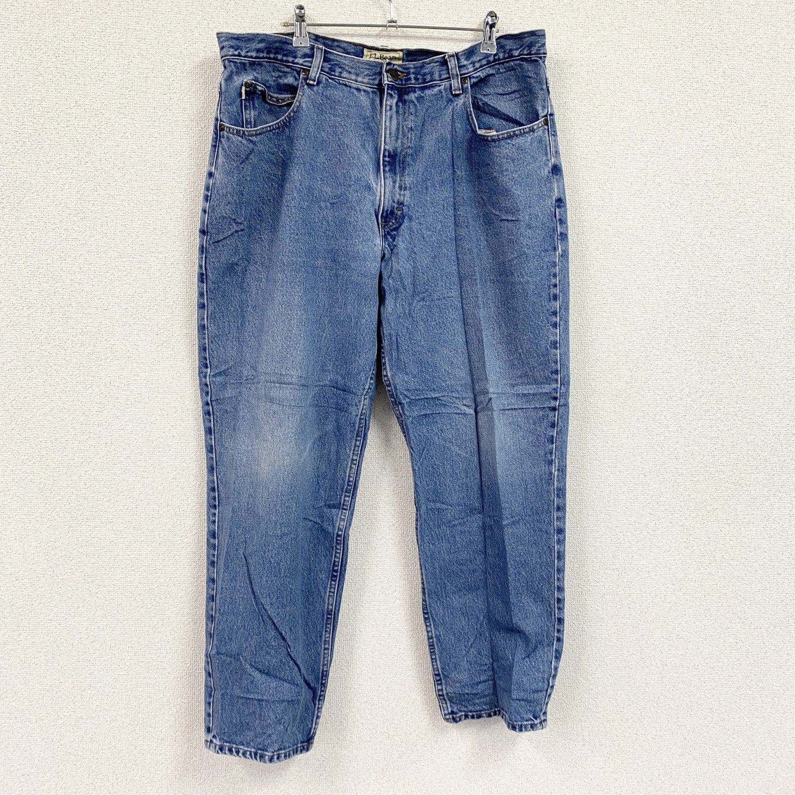 L.L.Bean　エルエルビーン　デニムパンツ/ジーンズ　ジップフライ　革パッチ　縦落ち　インディゴ　W38サイズ　古着
