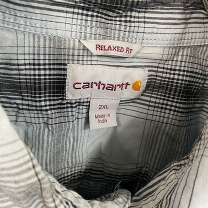 Carhartt　カーハート　半袖ボタンダウンシャツ　オンブレチェック　青　ブルー　2XLサイズ