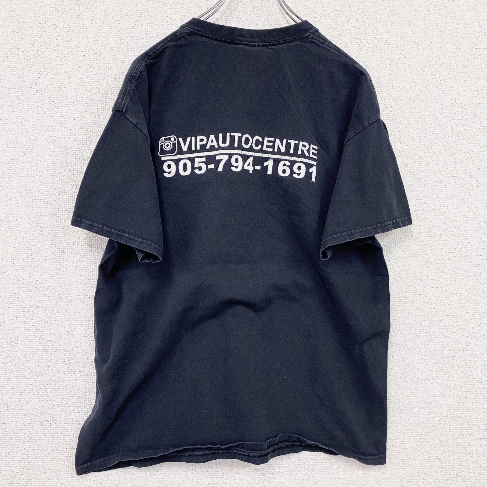 GILDAN　ギルダン　半袖プリントTシャツ　VIP Auto Center　両面プリント　英字プリント　黒　ブラック　Lサイズ　古着