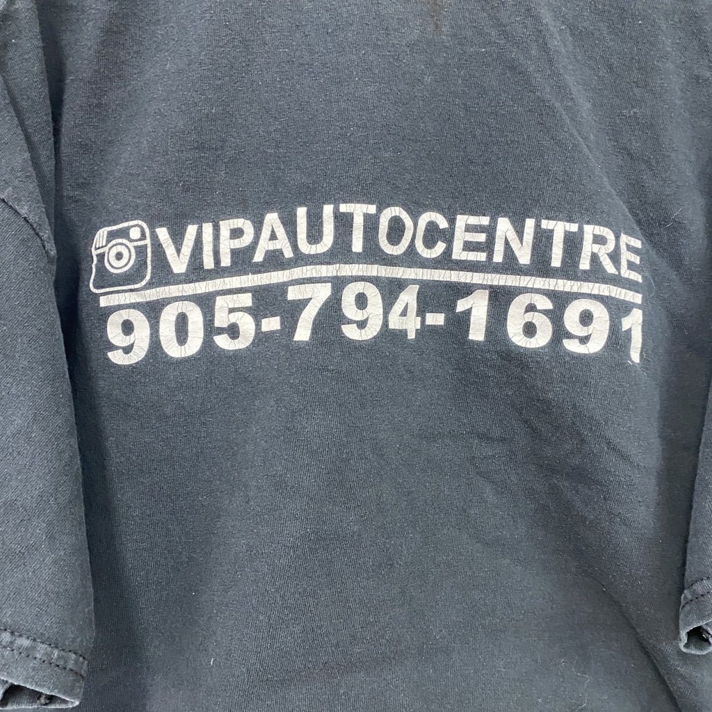 GILDAN　ギルダン　半袖プリントTシャツ　VIP Auto Center　両面プリント　英字プリント　黒　ブラック　Lサイズ　古着