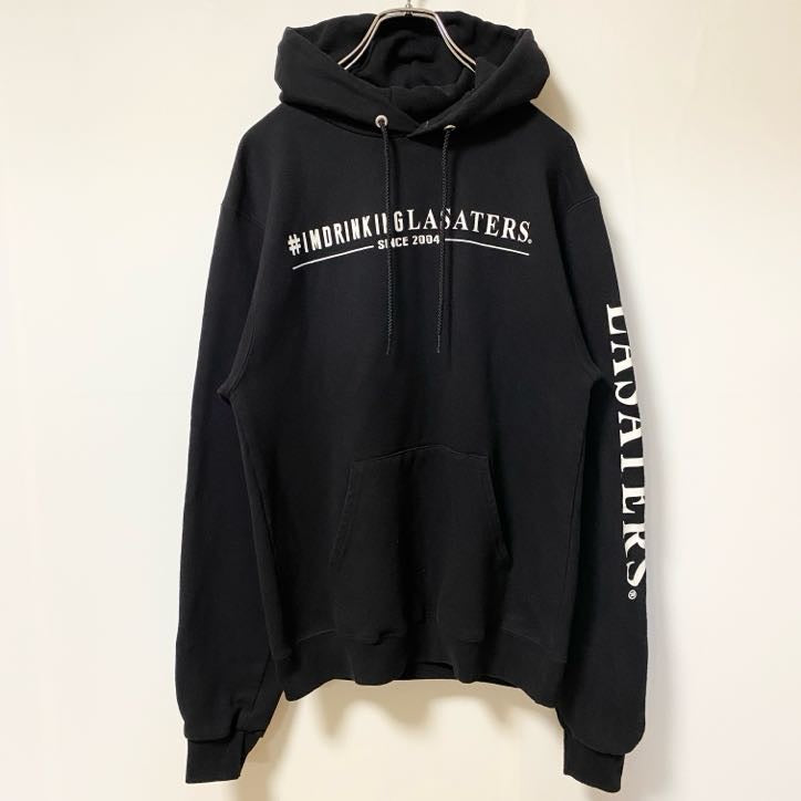 Champion　チャンピオン　長袖ロゴデザインパーカー　バックプリント　コーヒー　LASATERS　黒　ブラック　古着