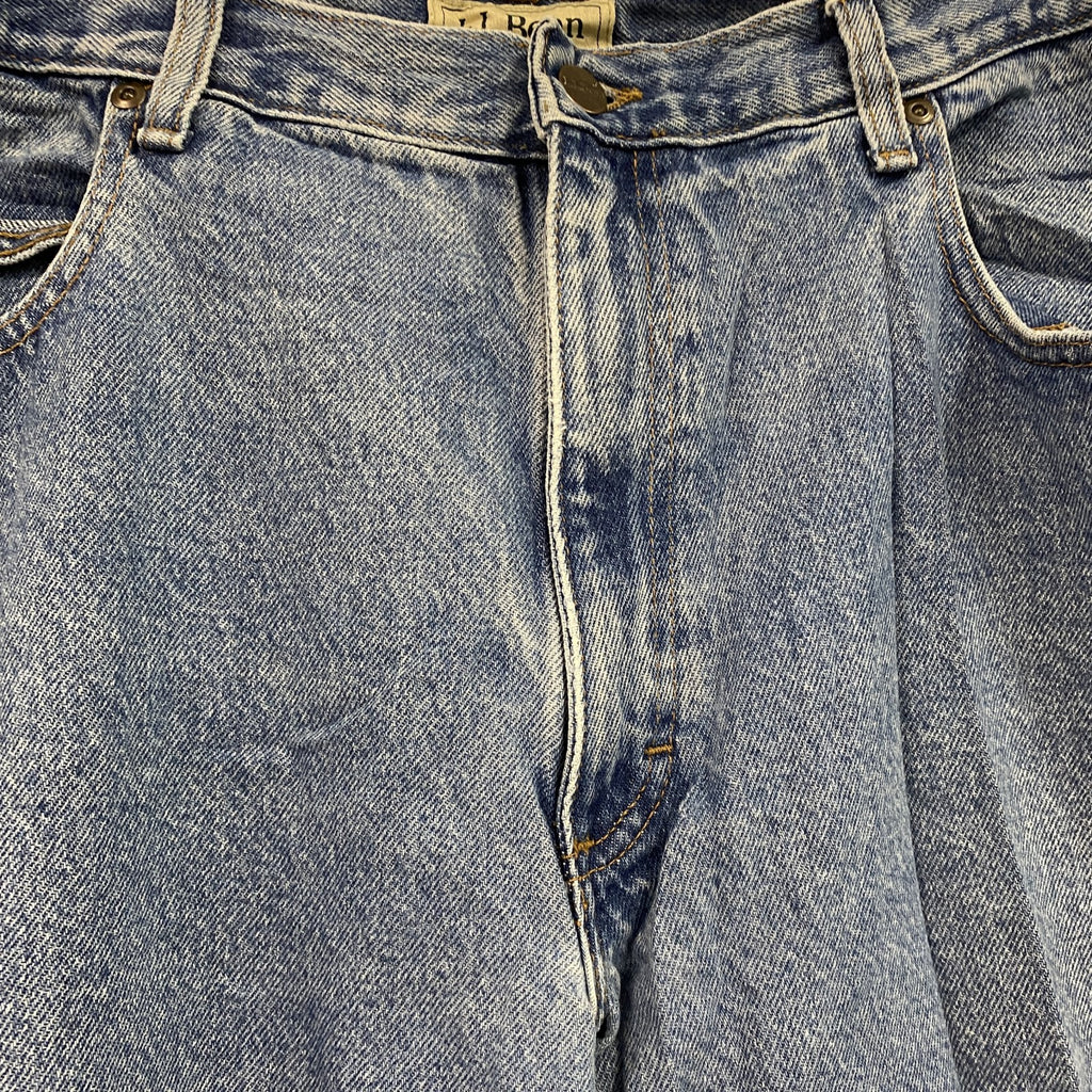 L.L.Bean　エルエルビーン　デニムパンツ/ジーンズ　ジップフライ　革パッチ　縦落ち　インディゴ　W38サイズ　古着