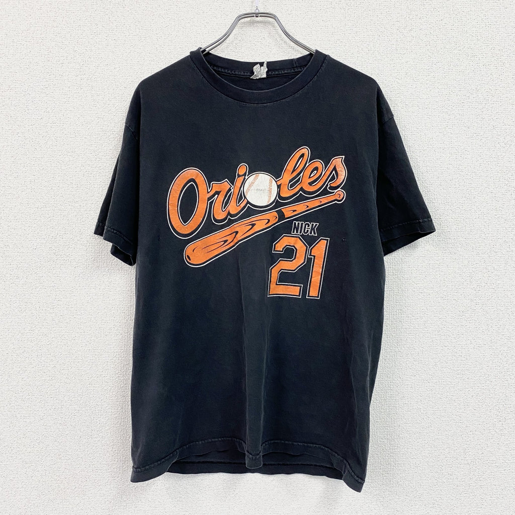 00s　ALSTYLE　MLB　ボルチモアオリオールズ　半袖プリントTシャツ　ヴィンテージ　黒　ブラック　Lサイズ　古着