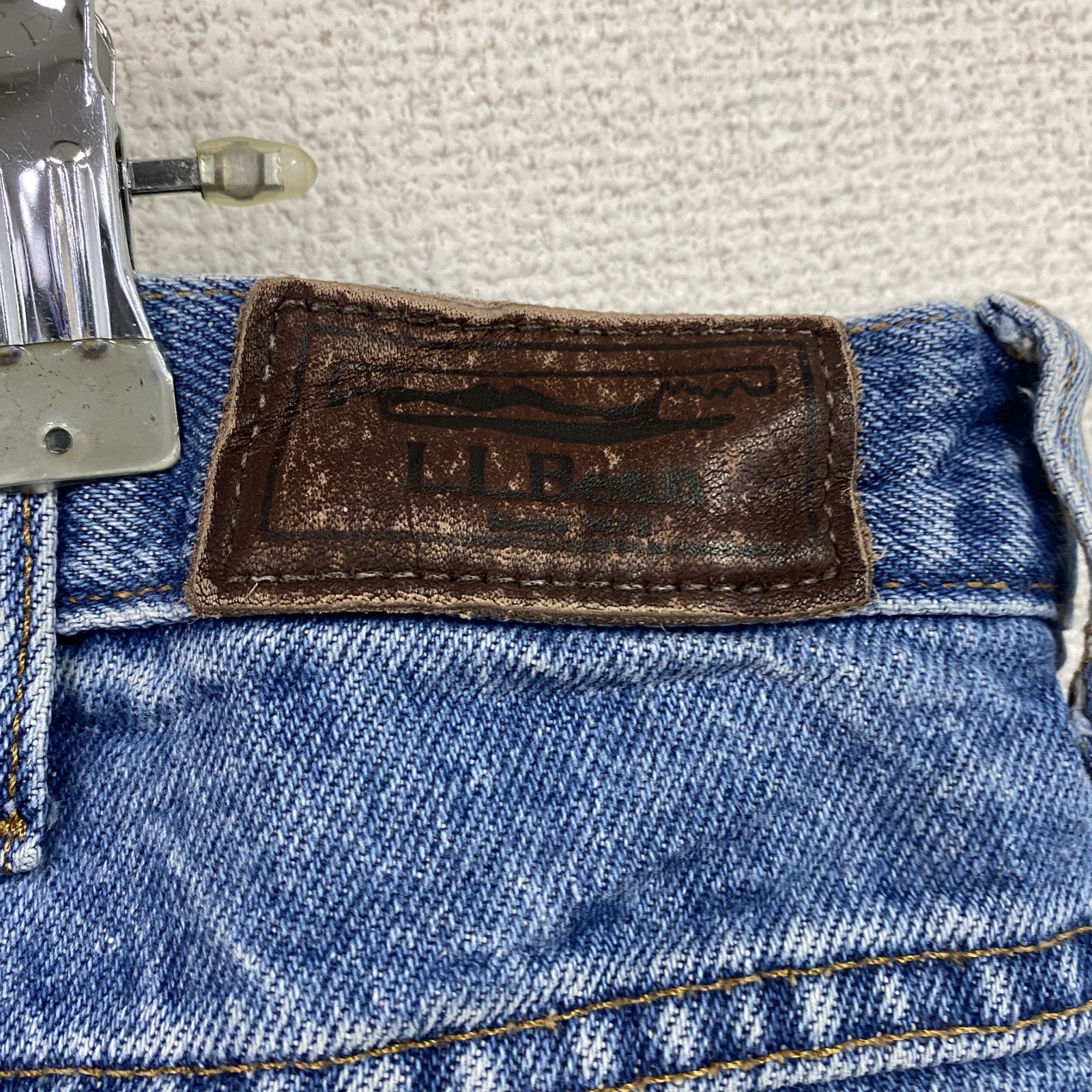 L.L.Bean　エルエルビーン　デニムパンツ/ジーンズ　ジップフライ　革パッチ　縦落ち　インディゴ　W38サイズ　古着