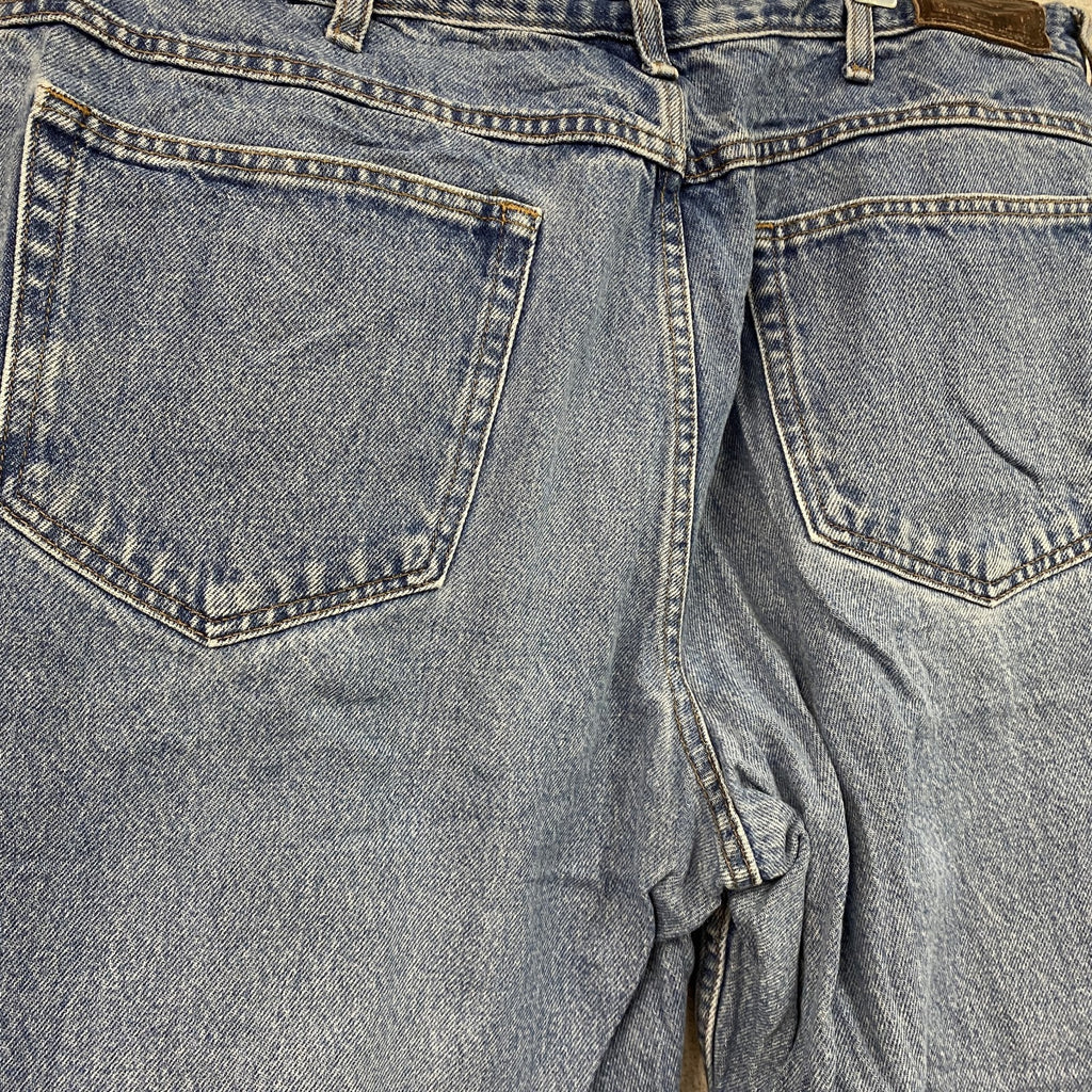 L.L.Bean　エルエルビーン　デニムパンツ/ジーンズ　ジップフライ　革パッチ　縦落ち　インディゴ　W38サイズ　古着