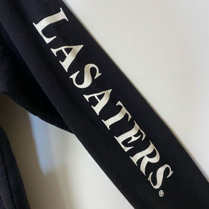 Champion　チャンピオン　長袖ロゴデザインパーカー　バックプリント　コーヒー　LASATERS　黒　ブラック　古着