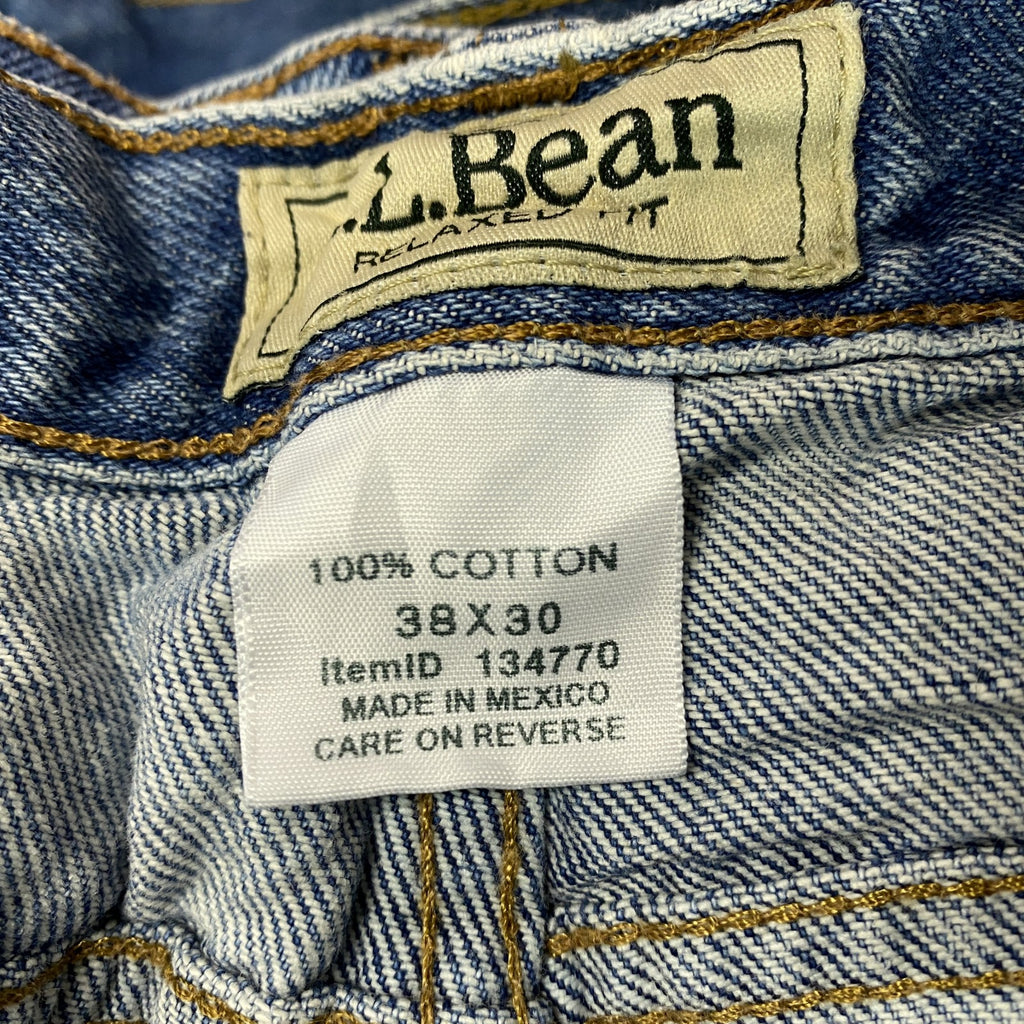 L.L.Bean　エルエルビーン　デニムパンツ/ジーンズ　ジップフライ　革パッチ　縦落ち　インディゴ　W38サイズ　古着