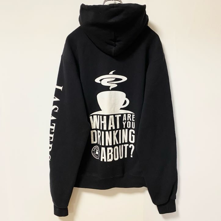 Champion　チャンピオン　長袖ロゴデザインパーカー　バックプリント　コーヒー　LASATERS　黒　ブラック　古着