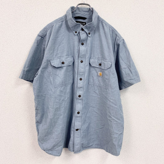 Carhartt　カーハート　半袖ボタンダウンシャツ　ダブルポケット　無地　青　ブルー　2XLサイズ