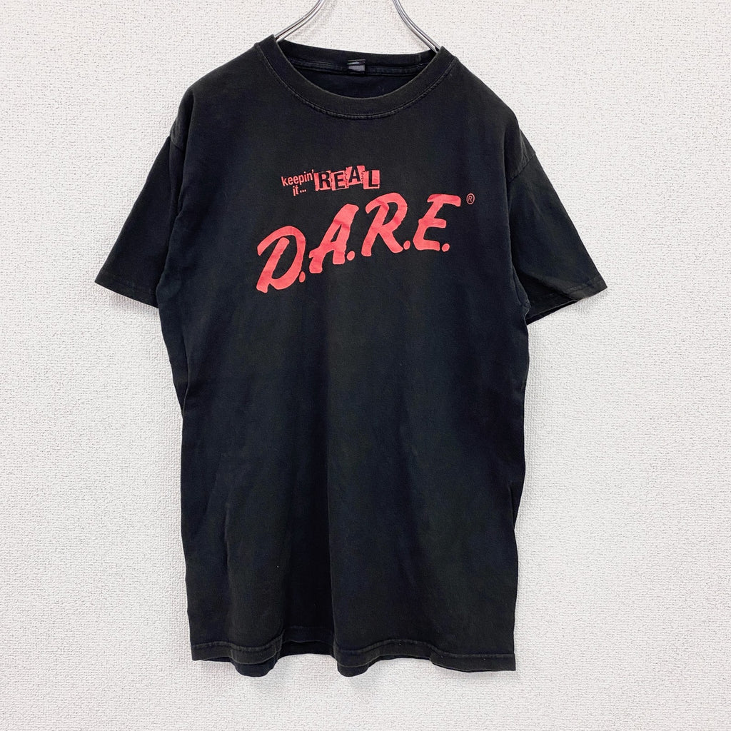 M＆O Gold　半袖プリントTシャツ　D.A.R.E　黒　ブラック　Mサイズ　古着