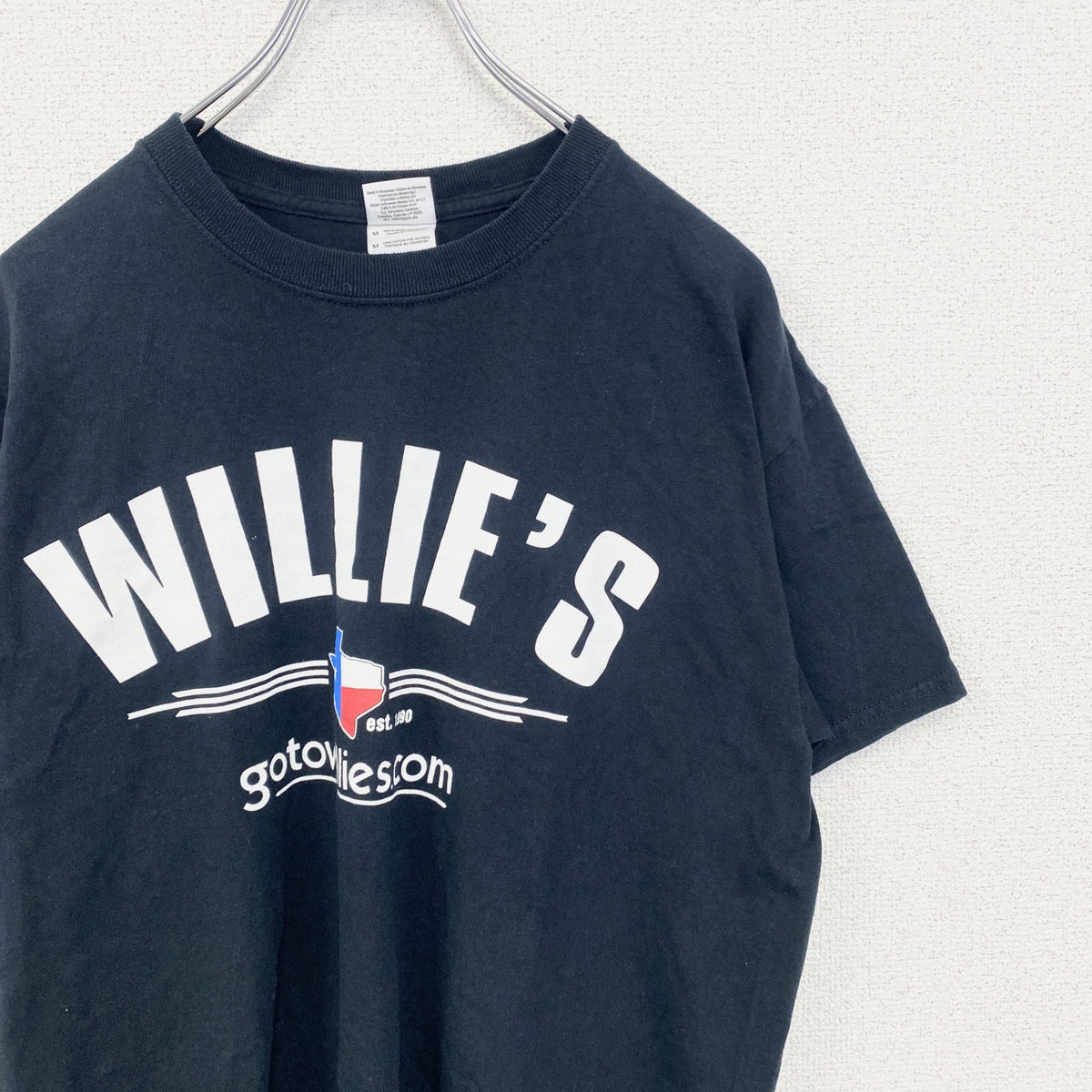 00s　GILDAN ギルダン　半袖プリントTシャツ　クルーネック　WILLE‘S　Y2K　黒　ブラック　Mサイズ　古着