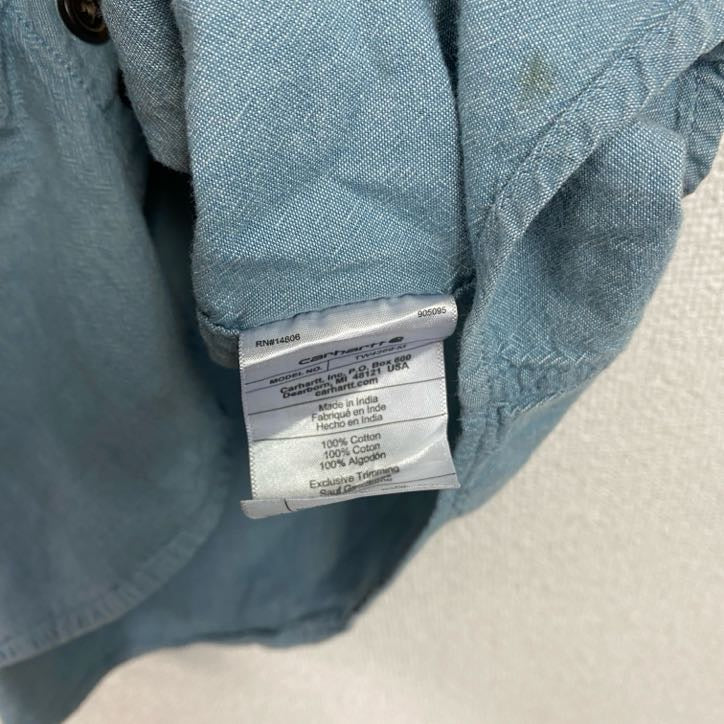 Carhartt　カーハート　半袖ボタンダウンシャツ　ダブルポケット　無地　青　ブルー　2XLサイズ