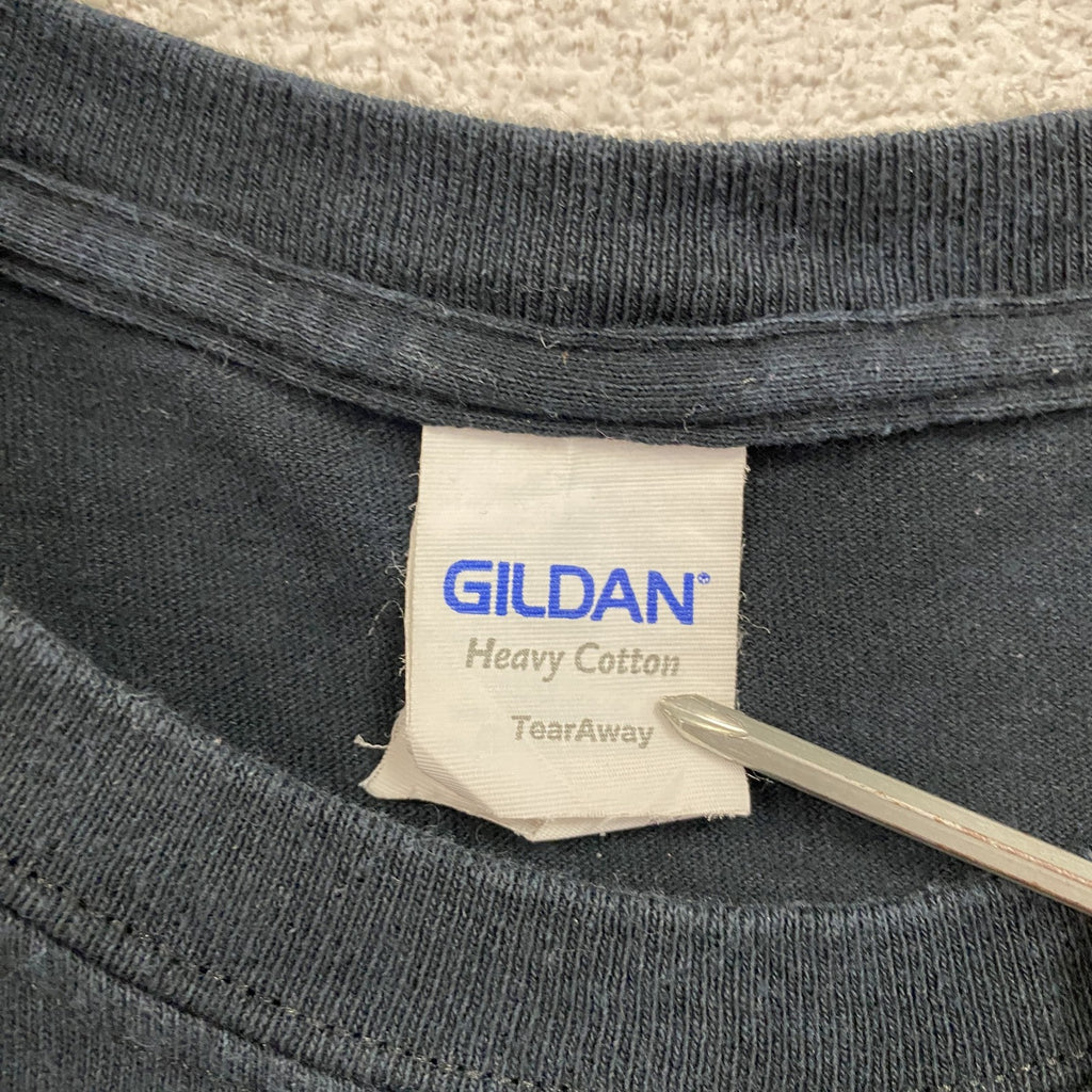 GILDAN　ギルダン　半袖プリントTシャツ　メッセージT　英字プリント　両面プリント　黒　ブラック　XLサイズ　古着