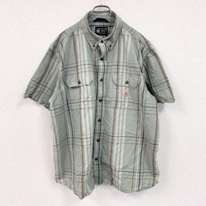 Carhartt　カーハート　半袖ボタンダウンシャツ　ダブルポケット　チェック柄　緑　グリーン　2XLサイズ