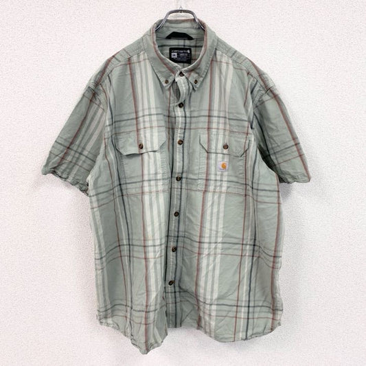 Carhartt　カーハート　半袖ボタンダウンシャツ　ダブルポケット　チェック柄　緑　グリーン　2XLサイズ