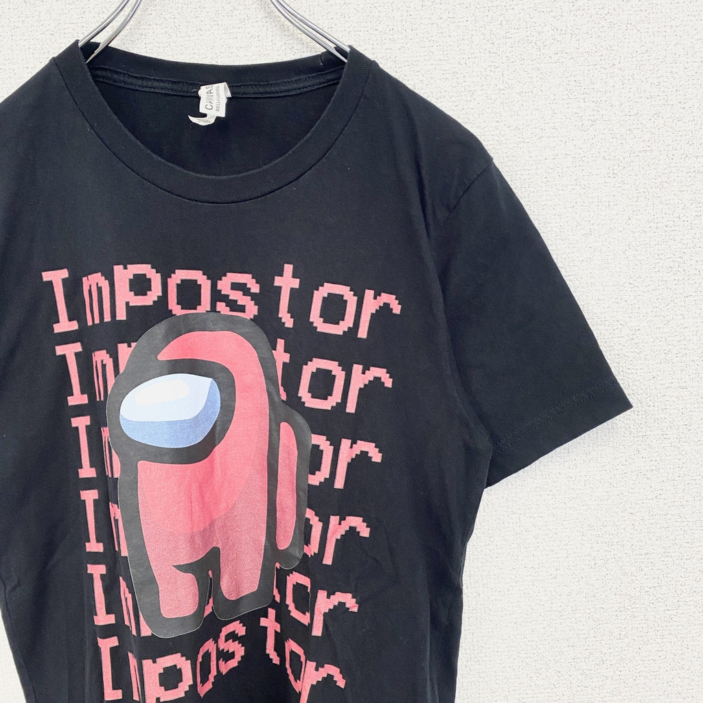 CANVAS　半袖キャラクタープリントTシャツ　Impostor　アモアス　クルーネック　ゲーム　黒　ブラック　Sサイズ　古着