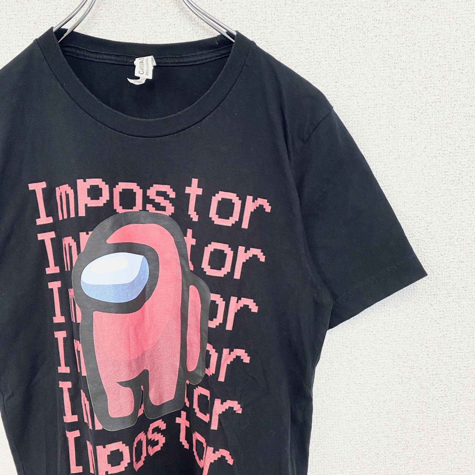 CANVAS　半袖キャラクタープリントTシャツ　Impostor　アモアス　クルーネック　ゲーム　黒　ブラック　Sサイズ　古着
