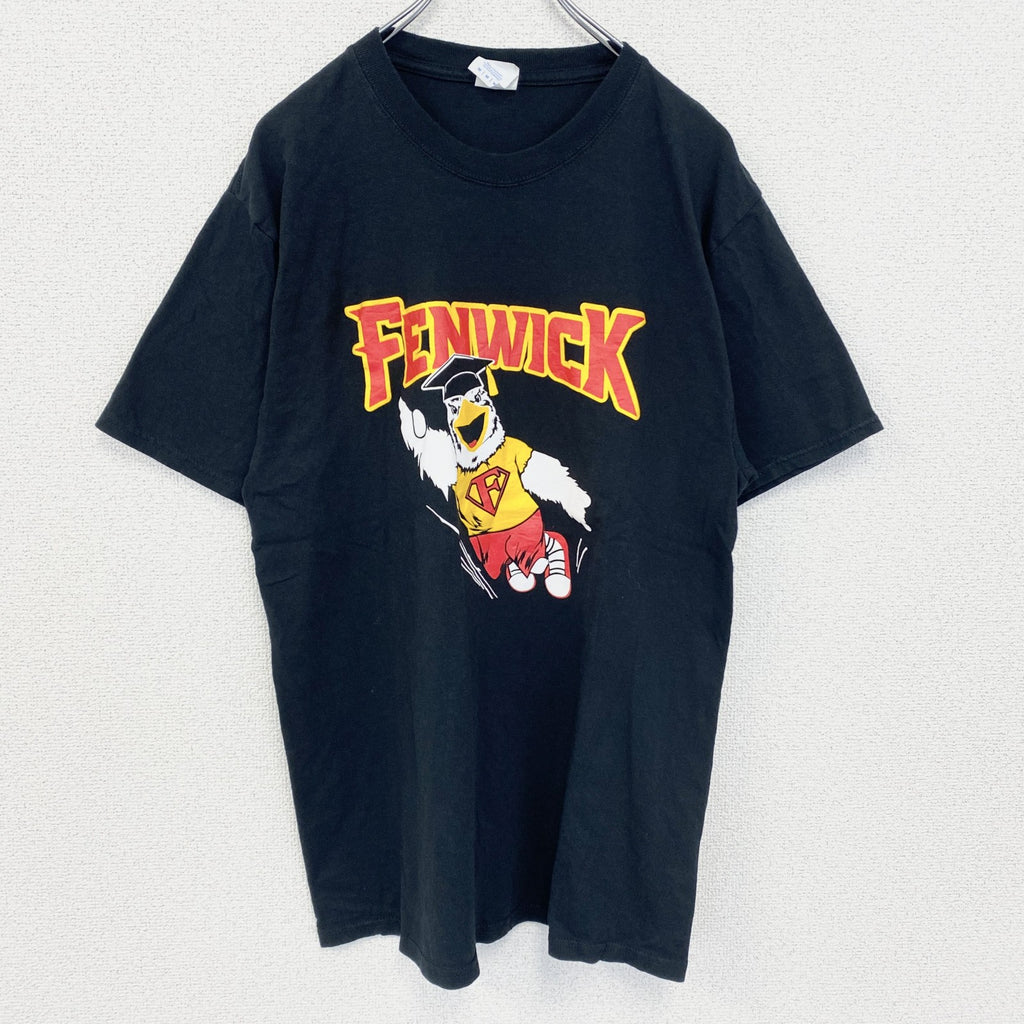 PORT＆COMPANY　半袖プリントTシャツ　FENWICK　クルーネック　カジュアル　ブラック　黒　Mサイズ　古着