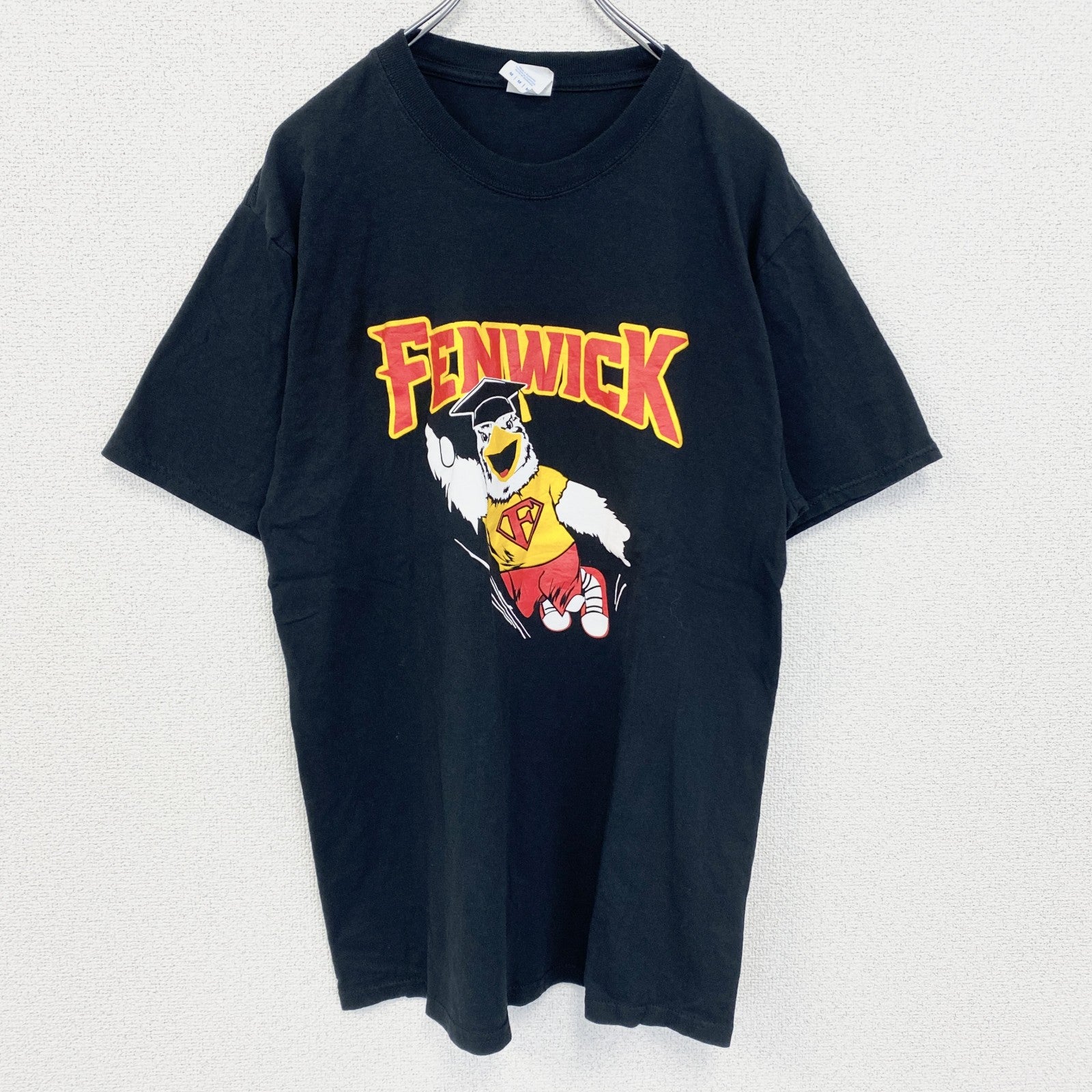 PORT＆COMPANY　半袖プリントTシャツ　FENWICK　クルーネック　カジュアル　ブラック　黒　Mサイズ　古着