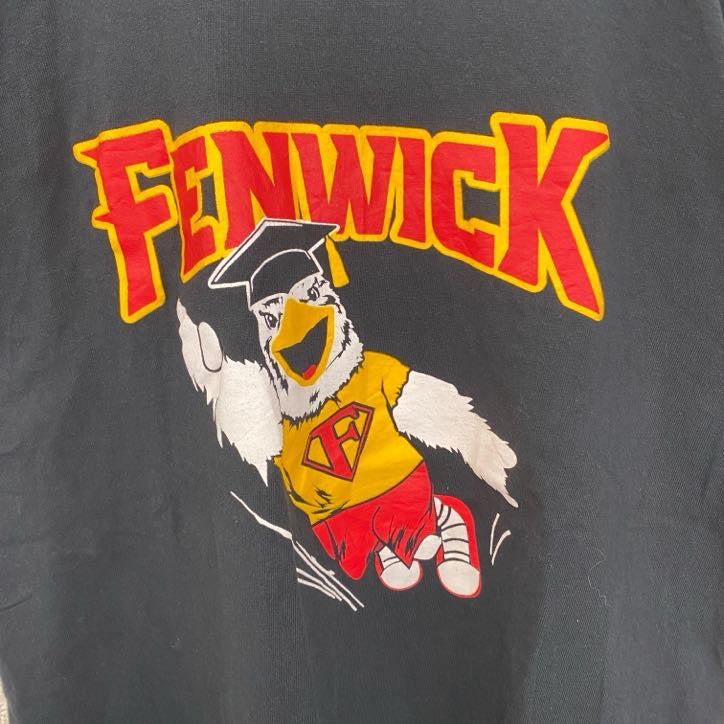 PORT＆COMPANY　半袖プリントTシャツ　FENWICK　クルーネック　カジュアル　ブラック　黒　Mサイズ　古着