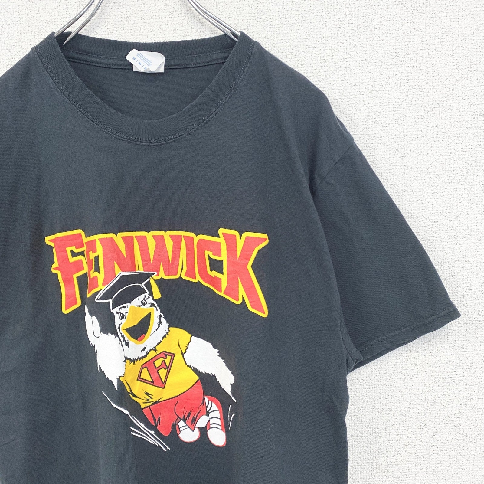 PORT＆COMPANY　半袖プリントTシャツ　FENWICK　クルーネック　カジュアル　ブラック　黒　Mサイズ　古着