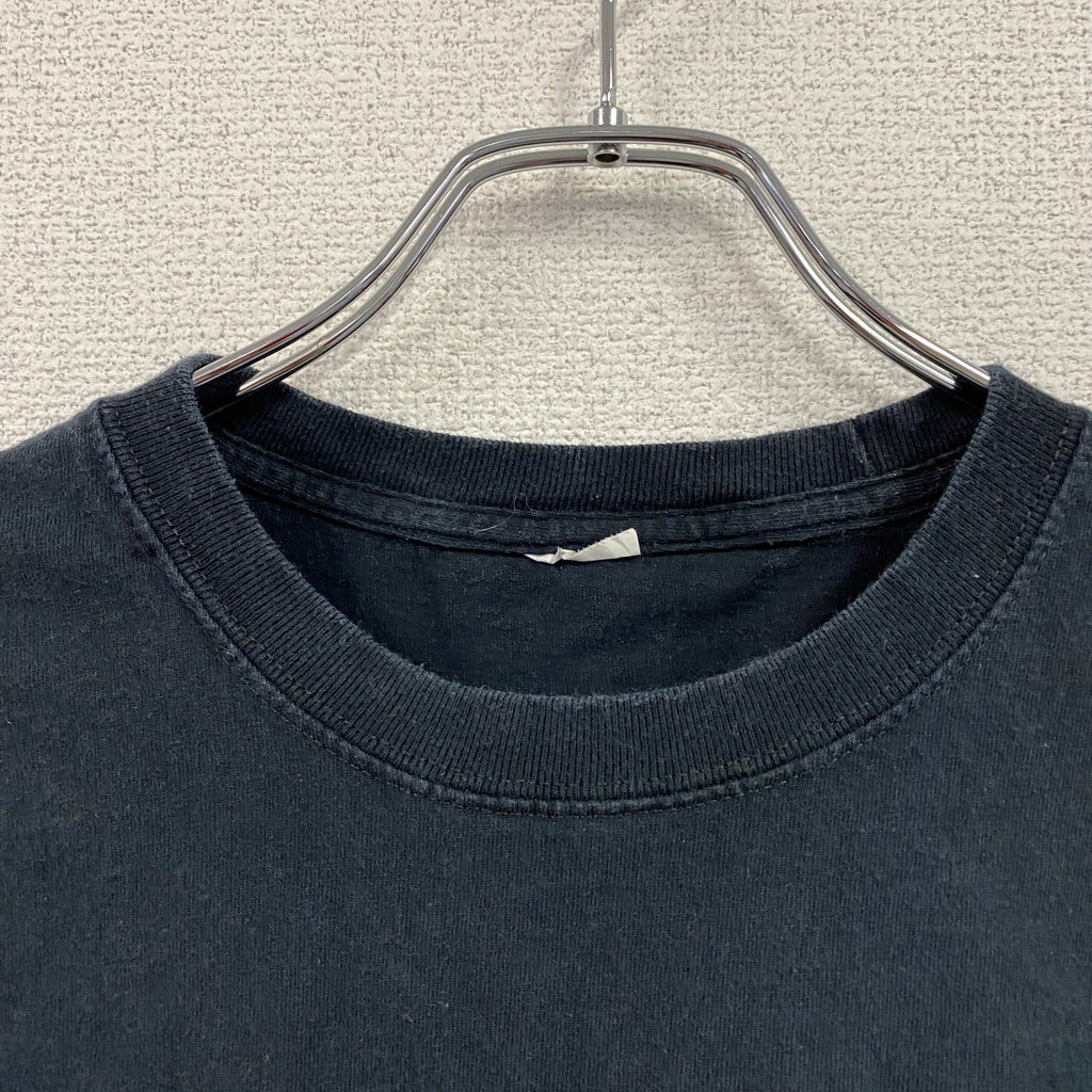 半袖プリントTシャツ　両面プリント　5連プリント　英字プリント　黒　ブラック　古着