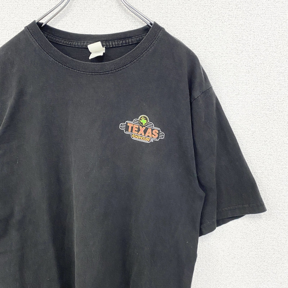 PRINT Tex U.S.A.　半袖プリントTシャツ　クルーネック　テキサス　ROADHOUSE　黒　ブラック　Mサイズ　古着
