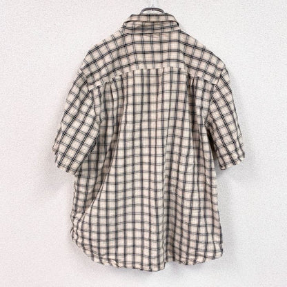 Carhartt　カーハート　半袖ボタンダウンシャツ　ダブルポケット　ギンガムチェック　ベージュ　XLサイズ