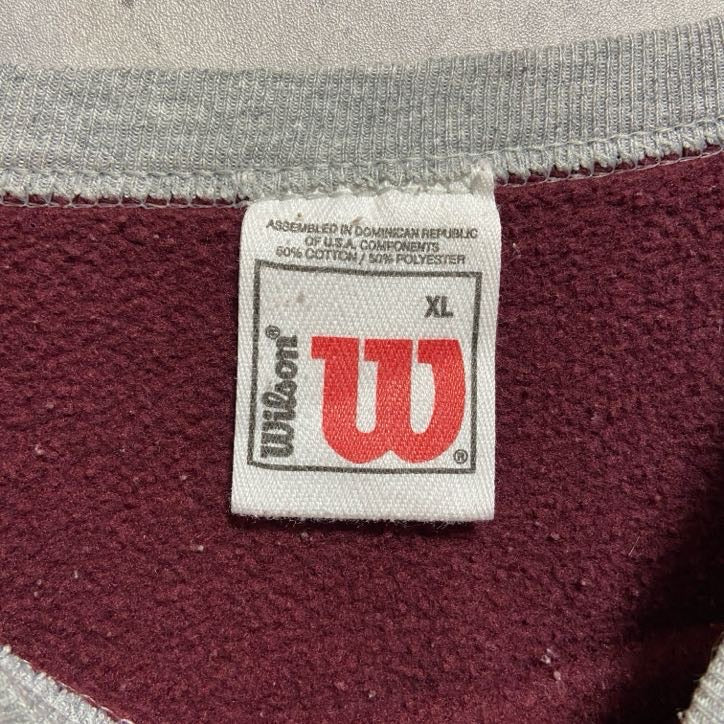 Wilson　ウィルソン　長袖ラグラン袖スウェット　トレーナー　クルーネック　ワインレッド　オーバーサイズ　XL　古着