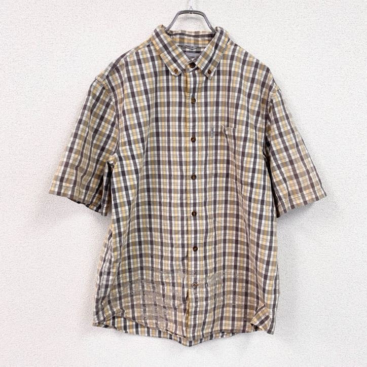 Carhartt　カーハート　半袖ボタンダウンシャツ　チェック柄　茶色　ブラウン　Lサイズ