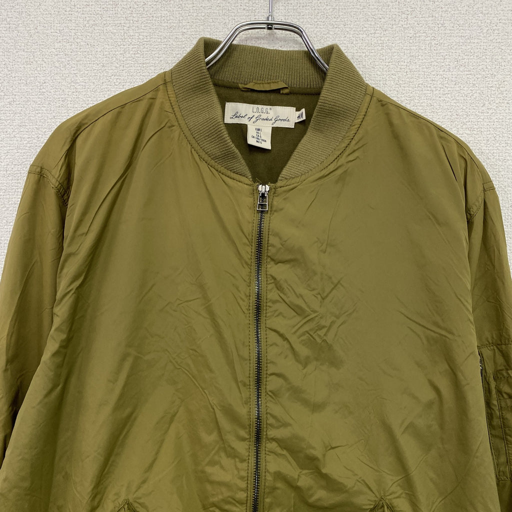 H&M L.O.G.G.　エイチアンドエム　MA-1　ボンバージャケット　ブルゾン　オリーブグリーン　Lサイズ　古着