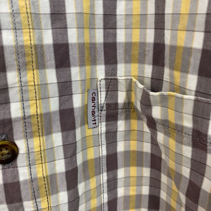 Carhartt　カーハート　半袖ボタンダウンシャツ　チェック柄　茶色　ブラウン　Lサイズ