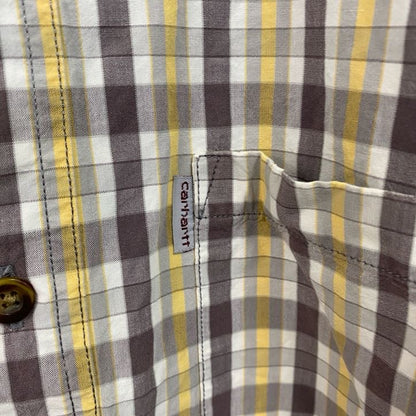 Carhartt　カーハート　半袖ボタンダウンシャツ　チェック柄　茶色　ブラウン　Lサイズ