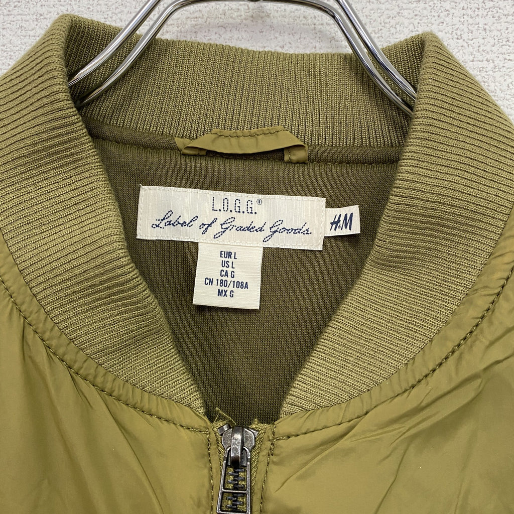 H&M L.O.G.G.　エイチアンドエム　MA-1　ボンバージャケット　ブルゾン　オリーブグリーン　Lサイズ　古着