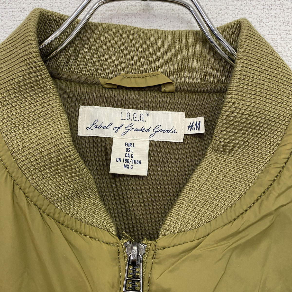 H&M L.O.G.G.　エイチアンドエム　MA-1　ボンバージャケット　ブルゾン　オリーブグリーン　Lサイズ　古着