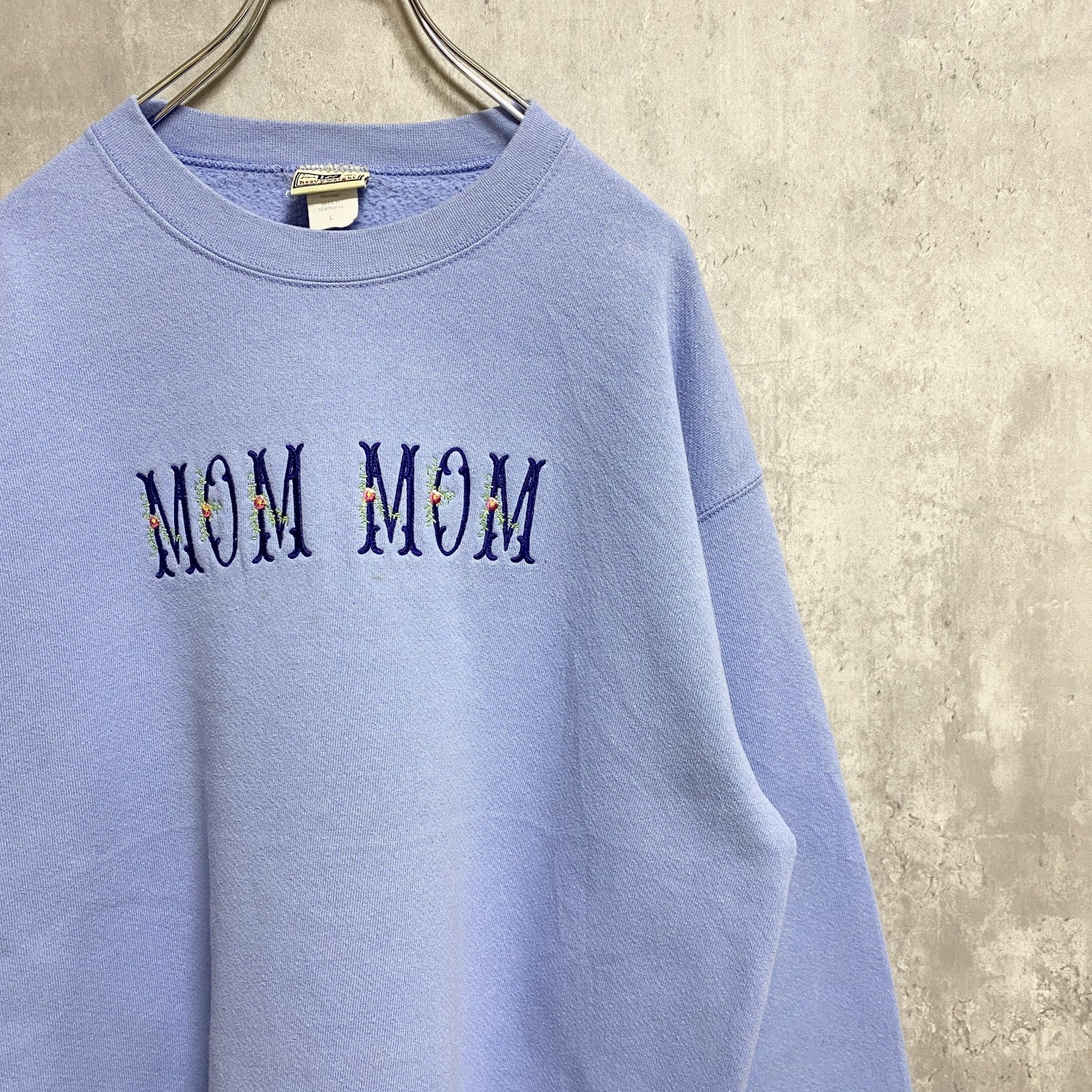 Lee　リー　長袖ロゴ刺繍スウェット　トレーナー　水色　ライトブルー　レトロ　秋冬服　Lサイズ　古着