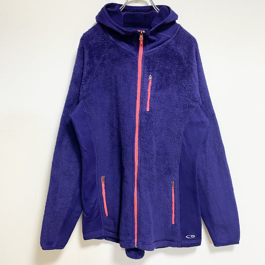 古着 used　C9　Champion　チャンピオン　長袖ポイントプリントフリースジャケット　青　ビックシルエット　XLサイズ